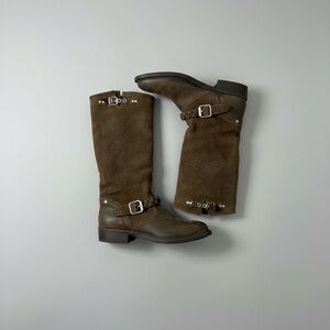 Golden Goose DB Brown Suede Leather Racing Biker Moto Boots EUC